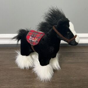 Busch Gardens‎ Plush Horse Black White Mane Tail Saddle Toy Stuffed Animal
